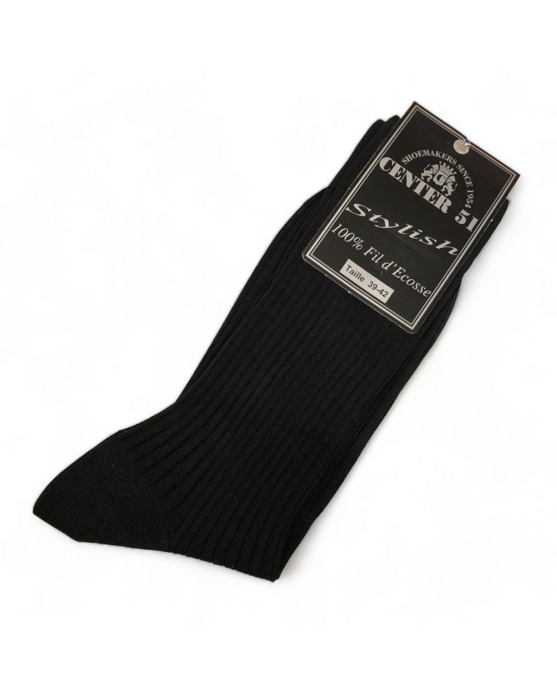 Fine egytian mercerized cotton ribbed socks black