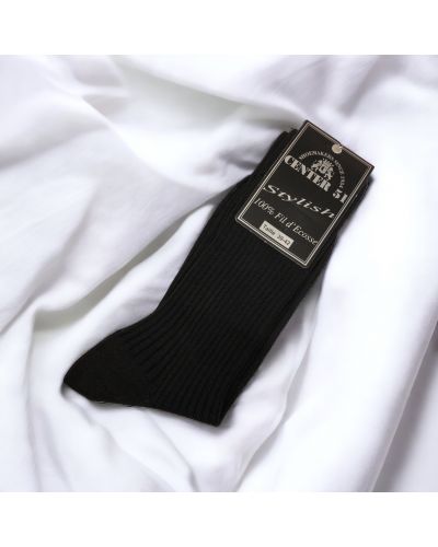 Fine egytian mercerized cotton ribbed socks black