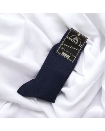 Fine egytian mercerized cotton ribbed socks black