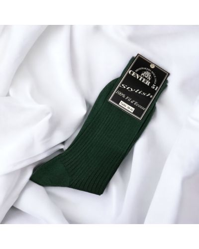 Chaussettes côtelées en fil d'Ecosse vert