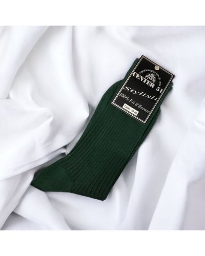 Fine egytian mercerized cotton ribbed socks green