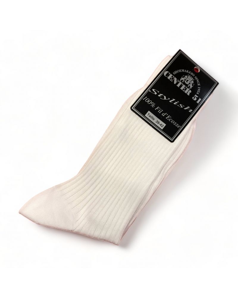 Chaussettes côtelées en fil d'Ecosse blanc