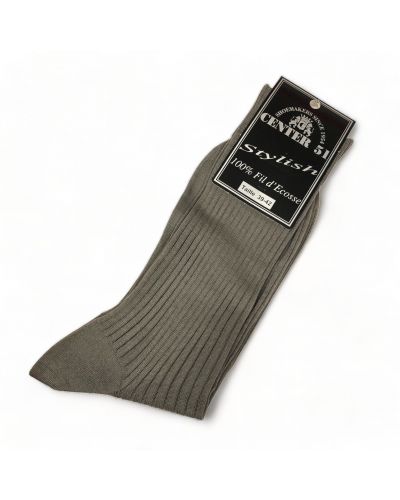 Chaussettes côtelées en fil d'Ecosse gris