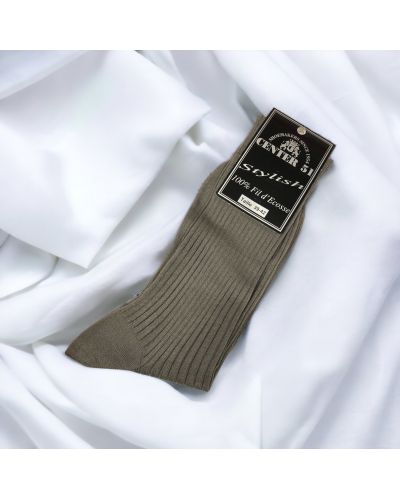 Fine egytian mercerized cotton ribbed socks grey
