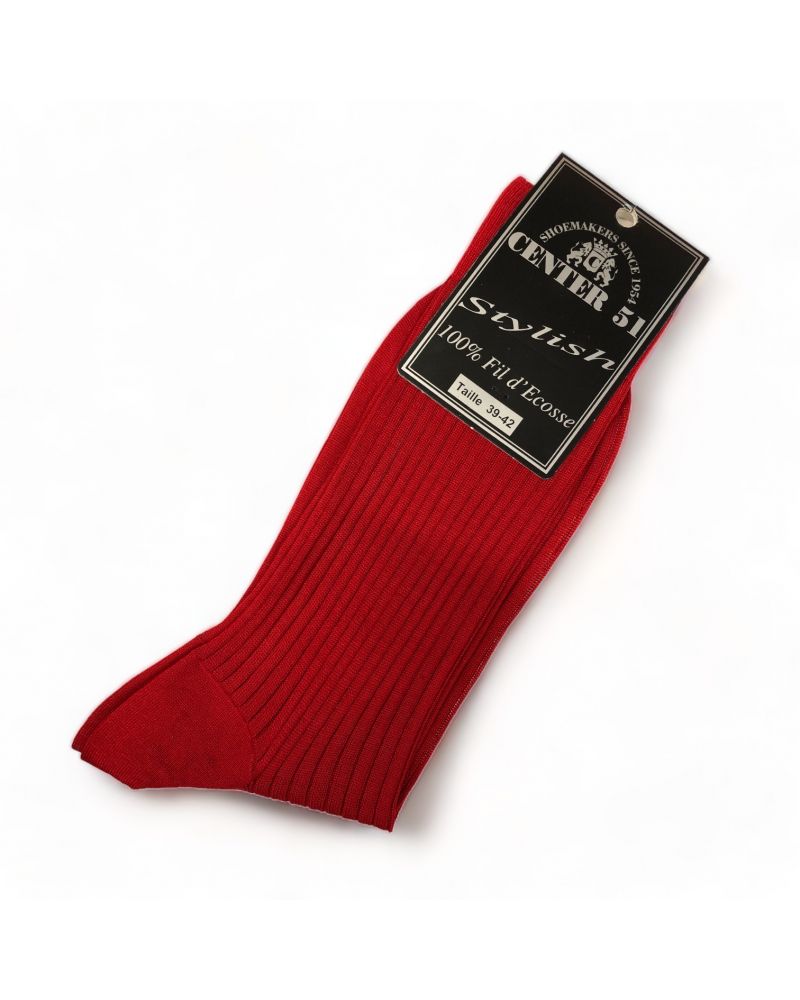 Chaussettes côtelées en fil d'Ecosse rouge