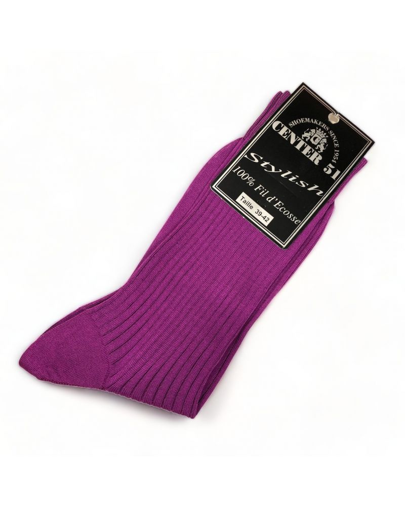 Fine egytian mercerized cotton ribbed socks purple