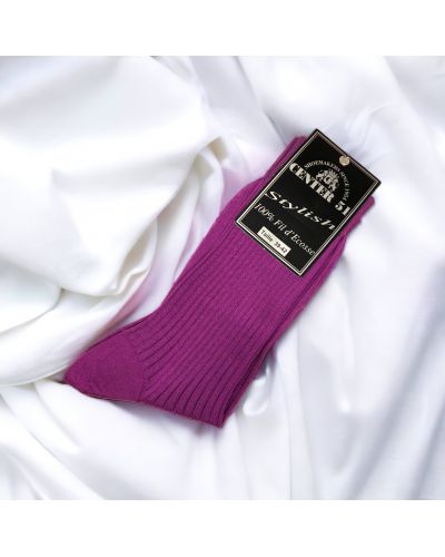 Fine egytian mercerized cotton ribbed socks purple