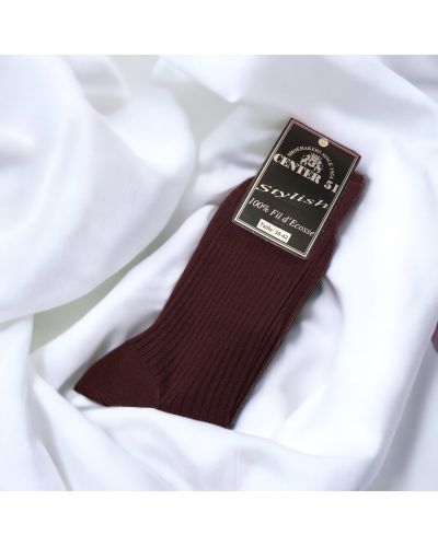 Fine egytian mercerized cotton ribbed socks burgundy
