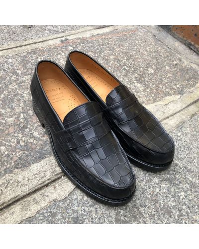 Mocassin John Mendson 14407 cuir façon croco noir