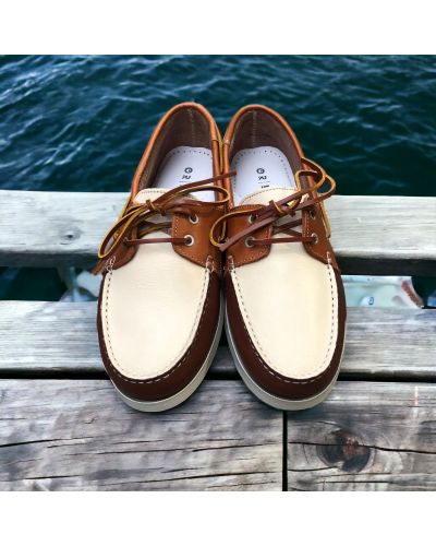 Chaussure bateau Orland 1421 cuir multicolore marron beige marron foncé