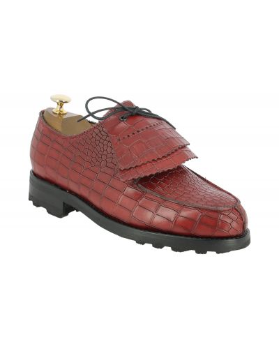 Derby shoe Center 51 8172 Bob burgundy leather croco print finish with tassels