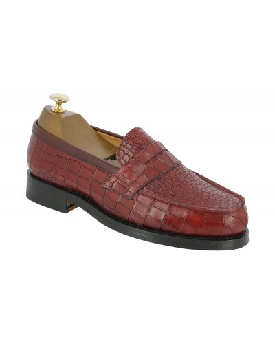 Moccasin Center 51 14407 burgundy leather croco print finish