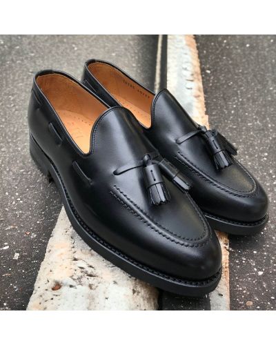 Moccasin with Pompons John Mendson 14305 black leather