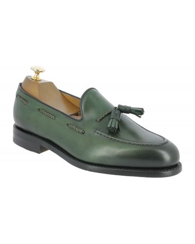 Moccasin with pompons Berwick 4340 green leather