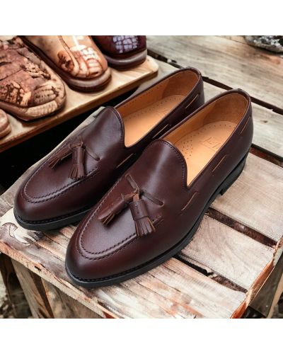 Moccasin with Pompons John Mendson 14305 dark brown leather