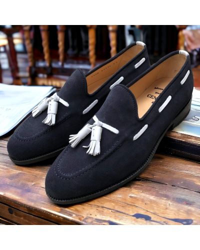 Moccasin with Pompons Center 51 3136 Will blue navy suede with white leather tassels