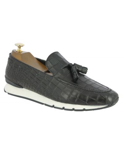 Baskettes Femme En Cuir Noir Effet Croco - Taille 41 - Marque Monoprix - Neuvés Avec Emballage