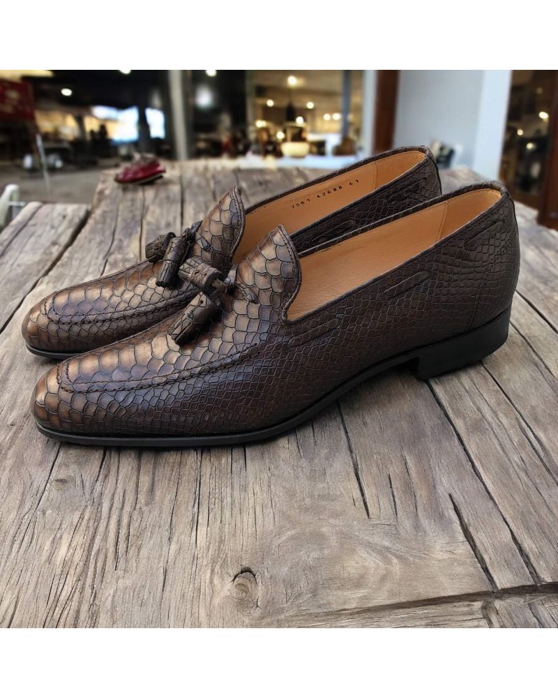 Ballerines plates bout carré cuir serpent femme | Mado Brun Cobra
