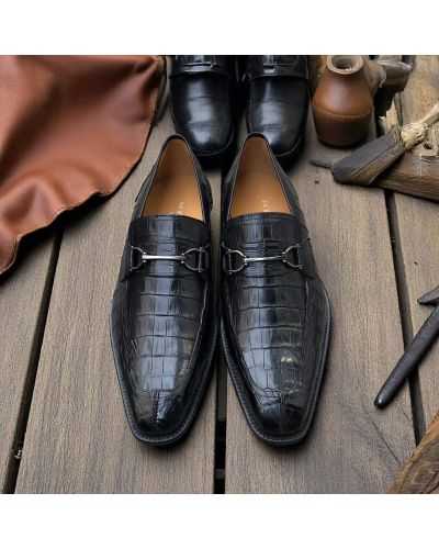 Bit Loafer Mezlan 50147 genuine black crocodile