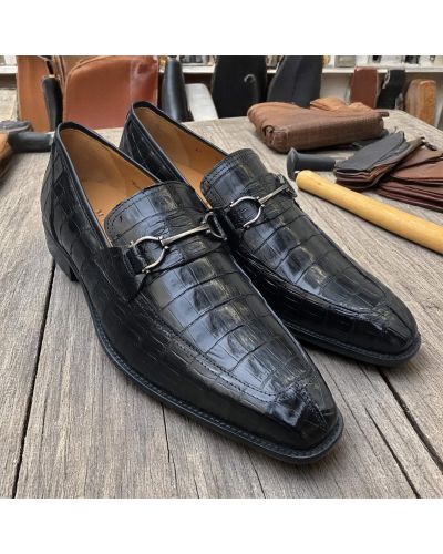 Bit Loafer Mezlan 50147 genuine black crocodile