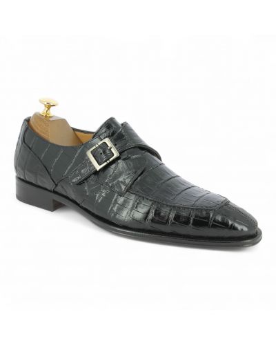Monk strap shoe Mezlan 50148 black croco