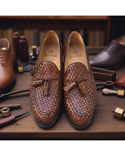 Woven Tassel loafer Berwick 4340 brown leather
