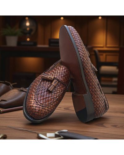 Woven Tassel loafer Berwick 4340 brown leather