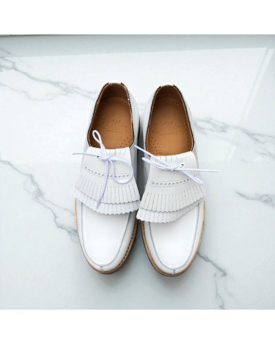 Derby John Mendson 14964 cuir blanc avec frange