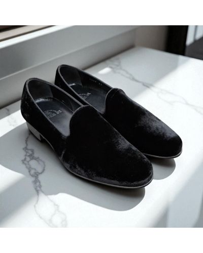 Moccasin slippers Center 51 Duke black velvet