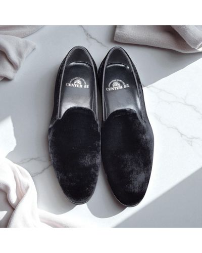 Moccasin slippers Center 51 Duke black velvet