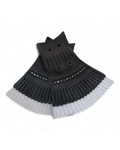Pattes mexicaines frangées en cuir noir et blanc