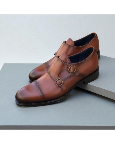 Chaussure Double boucle à bout droit James FitzJames E500 cuir marron