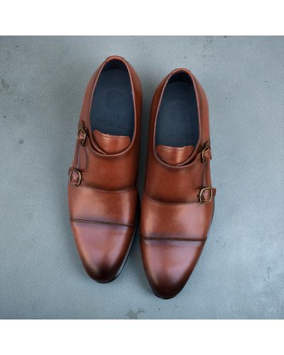 Chaussure Double boucle à bout droit James FitzJames E500 cuir marron