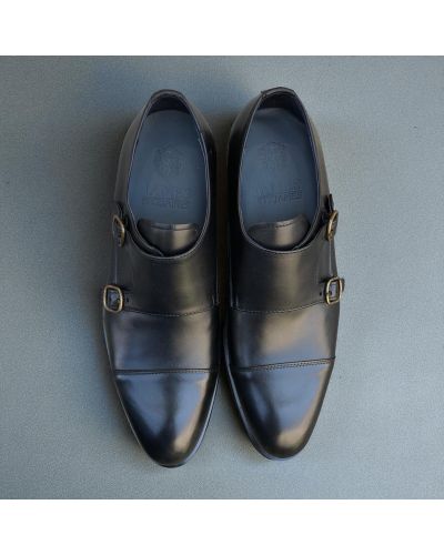 Chaussure Double boucle à bout droit James FitzJames E500 cuir noir
