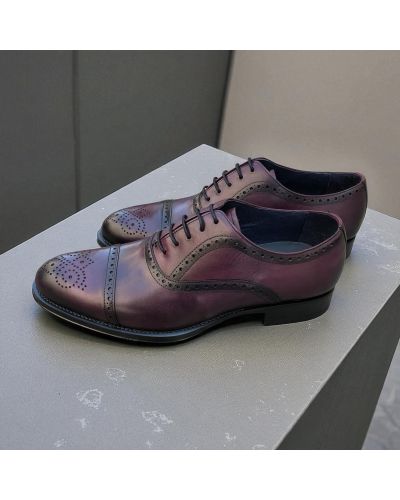 Straight toe perforated Oxford shoes James FitzJames E580 burgundy leather