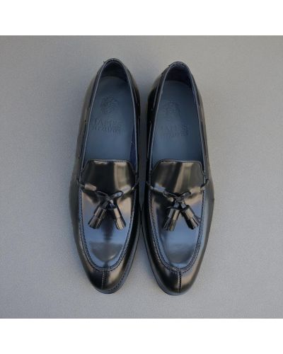 Mocassin à pompons James FitzJames 10836 cuir noir