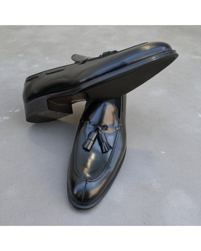 Mocassin à pompons James FitzJames 10836 cuir noir