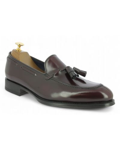 Mocassin à pompons James FitzJames 10836 cuir bordeaux