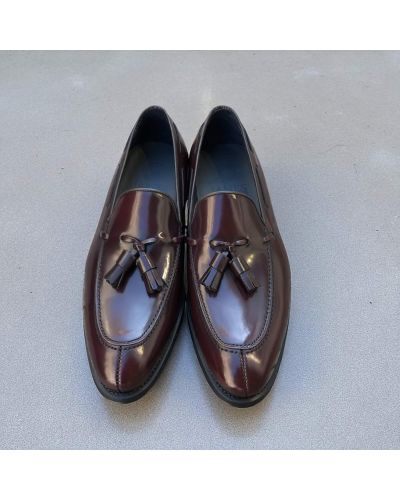Mocassin à pompons James FitzJames 10836 cuir bordeaux