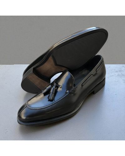 Mocassin à pompons James FitzJames 10836 cuir noir