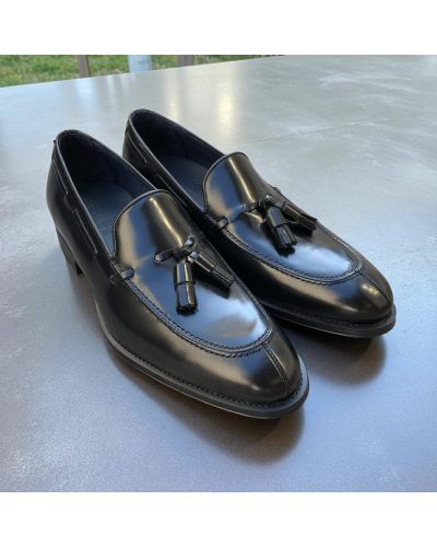 Mocassin à pompons James FitzJames 10836 cuir noir