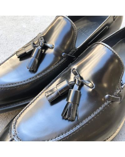 Mocassin à pompons James FitzJames 10836 cuir noir