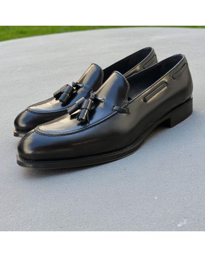 Mocassin à pompons James FitzJames 10836 cuir noir