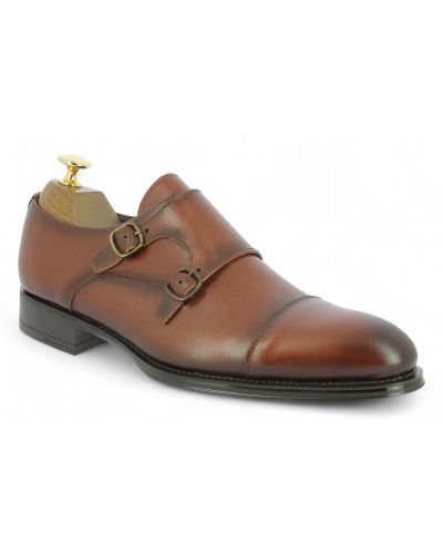 Chaussure Double boucle à bout droit James FitzJames E500 cuir marron