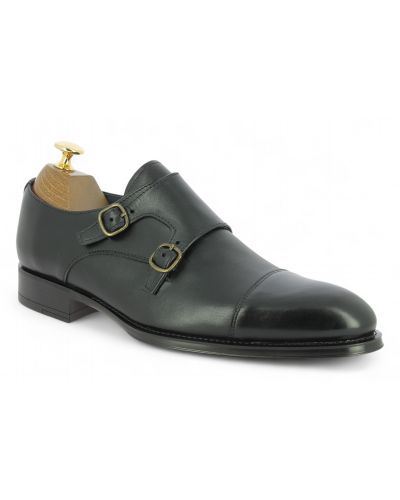 Chaussure Double boucle à bout droit James FitzJames E500 cuir noir