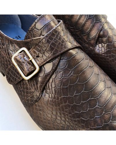 Chaussure à boucle Center 51 12250 Tony cuir façon python marron