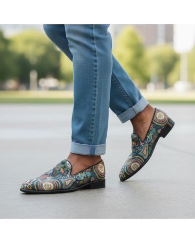  Moccasin slippers Center 51 Psy psychedelic patterns velvet