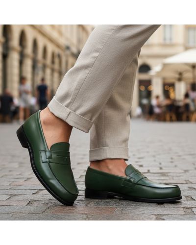 Mocassin John Mendson 2906 Dan cuir vert