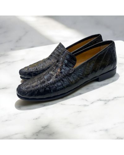 Moccasin Mezlan 7452 genuine black crocodile