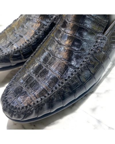 Mocassin Mezlan 7452 véritable crocodile noir
